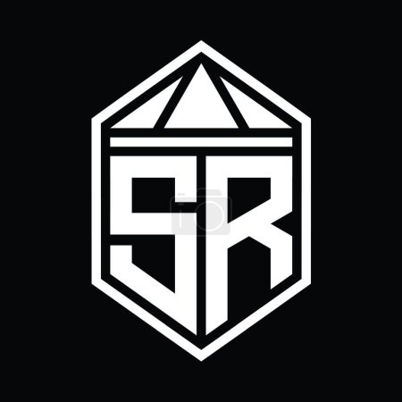 Foto de SR Carta Logo monograma forma de escudo hexágono simple con la corona de triángulo plantilla de diseño de estilo aislado - Imagen libre de derechos