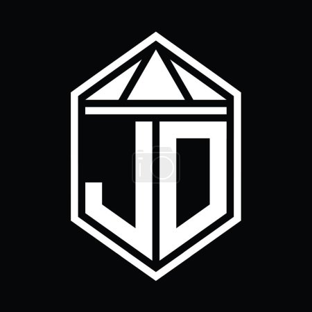 Foto de JD Letter Logo monograma forma de escudo hexágono simple con plantilla de diseño de estilo aislado de corona de triángulo - Imagen libre de derechos