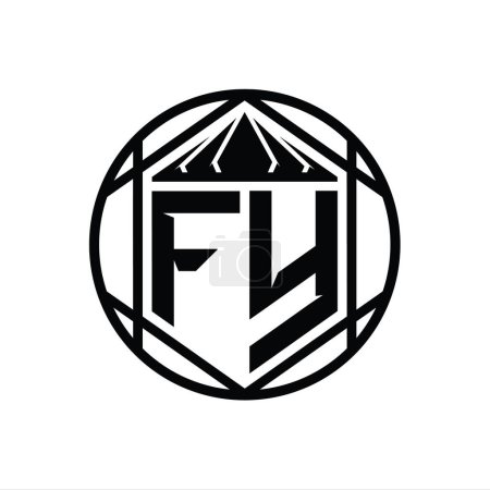 Foto de Carta FY Logo monograma hexágono rebanada corona escudo afilado forma círculo aislado estilo abstracto plantilla de diseño - Imagen libre de derechos