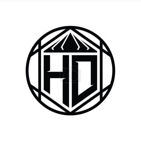 Photo for HD Letter Logo monogram hexagon slice crown sharp shield shape isolated circle abstract style design template - Royalty Free Image