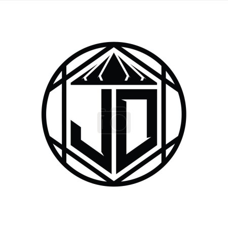 Foto de JD Carta Logo monograma hexágono rebanada corona escudo afilado forma círculo aislado estilo abstracto plantilla de diseño - Imagen libre de derechos