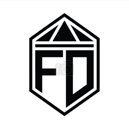 Photo for FD Letter Logo monogram simple hexagon shield shape with triangle crown isolated style design template - Royalty Free Image