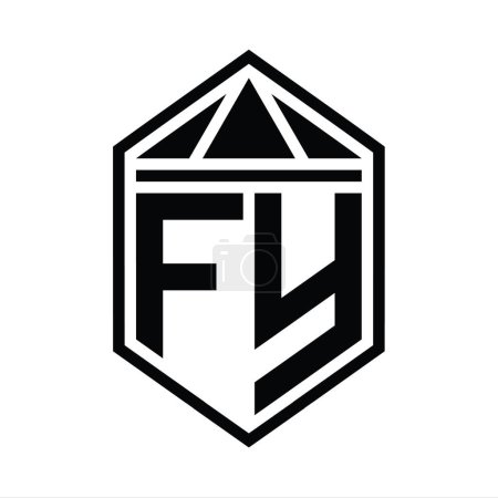 Foto de Carta FY Logo monograma forma de escudo hexágono simple con la corona de triángulo plantilla de diseño de estilo aislado - Imagen libre de derechos