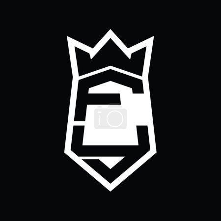 Foto de Carta FY Logo monograma hexágono escudo forma arriba y abajo con plantilla de diseño de estilo aislado corona - Imagen libre de derechos