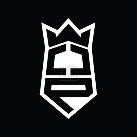 Foto de OP Carta Logo monograma hexágono escudo forma arriba y abajo con plantilla de diseño de estilo aislado corona - Imagen libre de derechos
