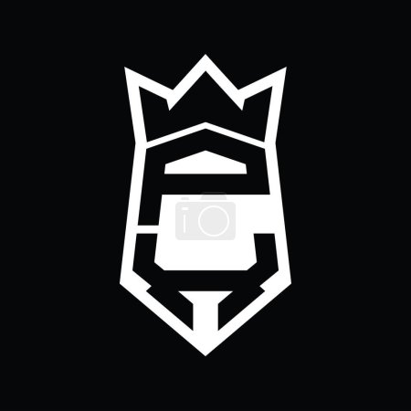 Foto de PX Letra Logo monograma hexágono escudo forma arriba y abajo con plantilla de diseño de estilo aislado corona - Imagen libre de derechos