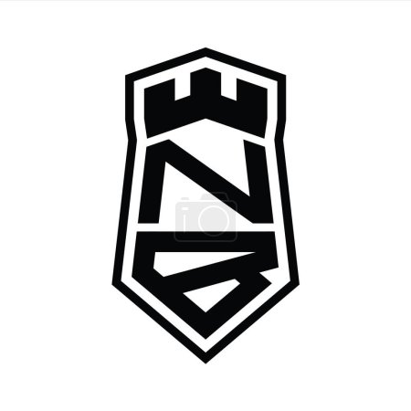 Foto de NB Letra Logo monograma hexágono escudo forma arriba y abajo con la plantilla de diseño de estilo aislado castillo corona - Imagen libre de derechos