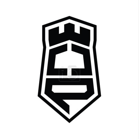 Foto de OP Carta Logo monograma hexágono escudo forma arriba y abajo con la plantilla de diseño de estilo aislado castillo corona - Imagen libre de derechos
