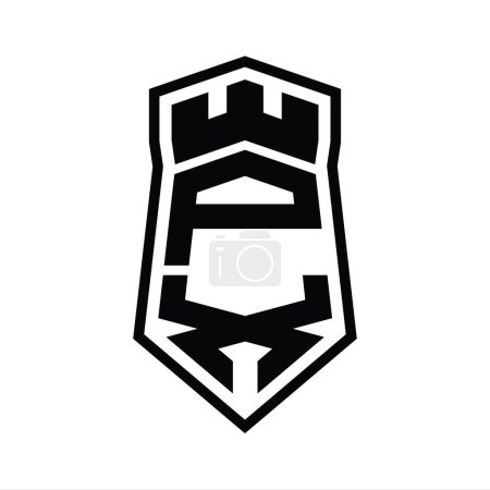 Foto de PX Letra Logo monograma hexágono escudo forma arriba y abajo con la plantilla de diseño de estilo aislado castillo corona - Imagen libre de derechos