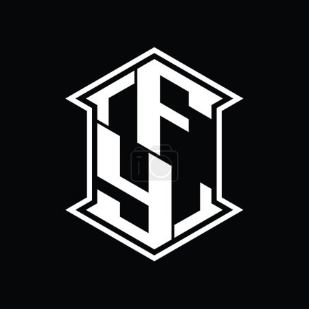 Foto de Carta FY Logo monograma hexágono escudo forma arriba y abajo con esquina afilada plantilla de diseño de estilo aislado - Imagen libre de derechos