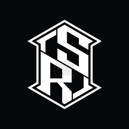 Foto de SR Carta Logo monograma hexágono escudo forma arriba y abajo con esquina afilada plantilla de diseño de estilo aislado - Imagen libre de derechos
