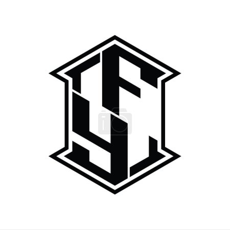 Foto de Carta FY Logo monograma hexágono escudo forma arriba y abajo con esquina afilada plantilla de diseño de estilo aislado - Imagen libre de derechos