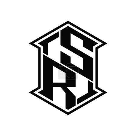 Foto de SR Carta Logo monograma hexágono escudo forma arriba y abajo con esquina afilada plantilla de diseño de estilo aislado - Imagen libre de derechos