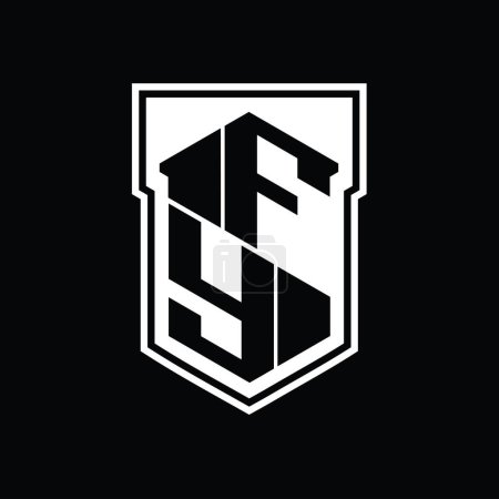 Foto de Carta FY Logo monograma hexágono geométrico arriba y abajo escudo interior plantilla de diseño de estilo aislado - Imagen libre de derechos