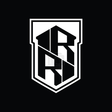 Foto de RR Carta Logo monograma hexágono geométrico arriba y abajo escudo interior plantilla de diseño de estilo aislado - Imagen libre de derechos
