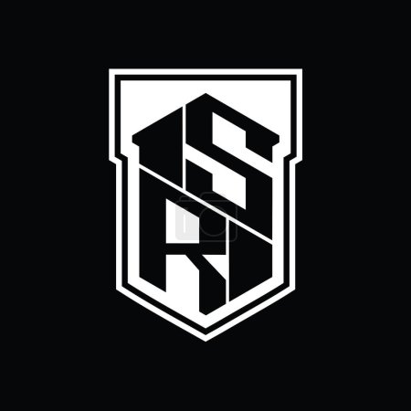 Foto de SR Carta Logo monograma hexágono geométrico arriba y abajo escudo interior plantilla de diseño de estilo aislado - Imagen libre de derechos
