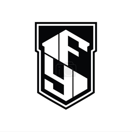Foto de Carta FY Logo monograma hexágono geométrico arriba y abajo escudo interior plantilla de diseño de estilo aislado - Imagen libre de derechos