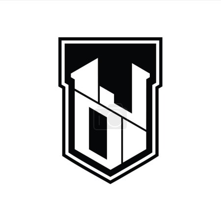Foto de JD Letter Logo monograma hexágono geométrico arriba y abajo escudo interior plantilla de diseño de estilo aislado - Imagen libre de derechos