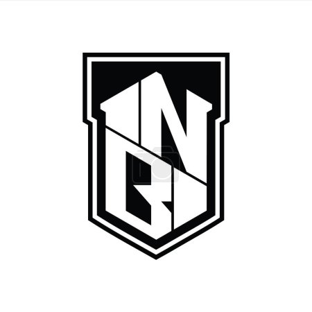 Foto de NB Carta Logo monograma hexágono geométrico arriba y abajo escudo interior plantilla de diseño de estilo aislado - Imagen libre de derechos