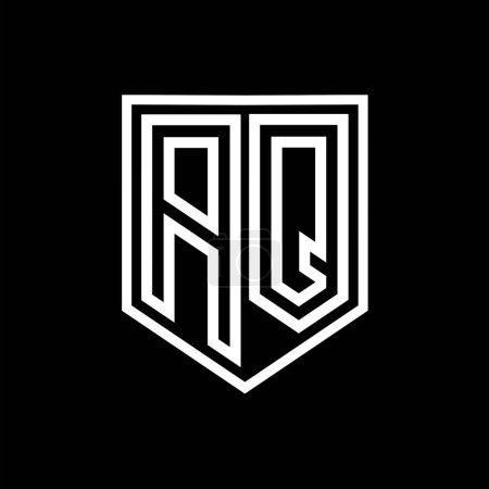 AQ Letter Logo Monogramm Schild geometrische Linie innerhalb Schild isolierten Stil Design-Vorlage