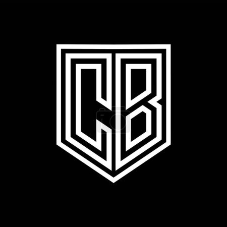 CB Letter Logo monogram shield geometric line inside shield isolated style design template