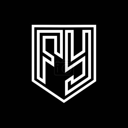 Foto de Carta FY Logo escudo monograma línea geométrica escudo interior plantilla de diseño de estilo aislado - Imagen libre de derechos