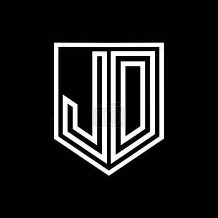 Foto de JD Letter Logo escudo monograma línea geométrica escudo interior plantilla de diseño de estilo aislado - Imagen libre de derechos