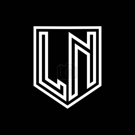 LN Letra Logo escudo monograma línea geométrica escudo interior plantilla de diseño de estilo aislado