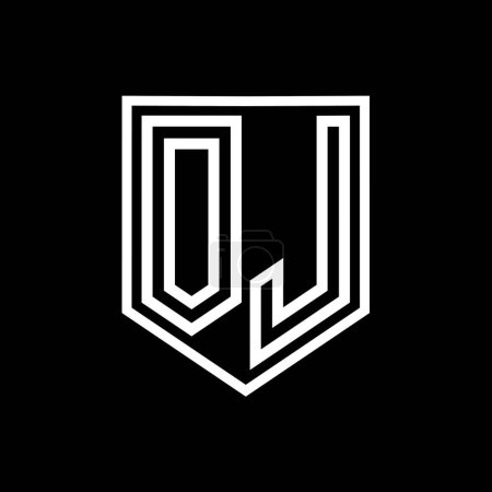 OJ Letter Logo Monogramm Schild geometrische Linie innerhalb Schild isolierten Stil Design-Vorlage