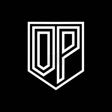 Foto de OP Carta Logo escudo monograma línea geométrica escudo interior plantilla de diseño de estilo aislado - Imagen libre de derechos