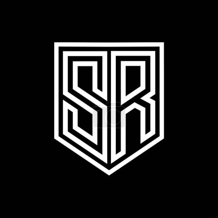 Foto de SR Carta Logo escudo monograma línea geométrica escudo interior plantilla de diseño de estilo aislado - Imagen libre de derechos