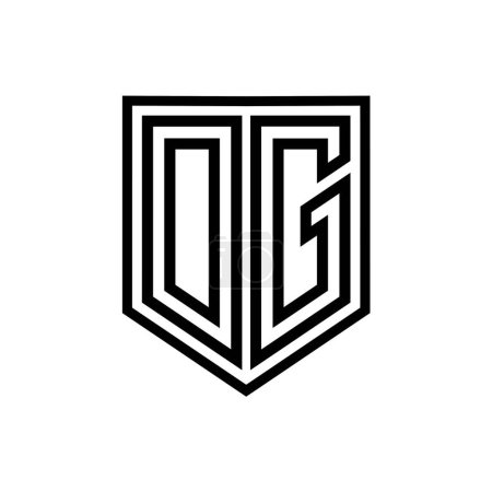 Téléchargez les photos : DG Lettre Logo monogramme bouclier ligne géométrique à l'intérieur bouclier isolé modèle de conception de style - en image libre de droit