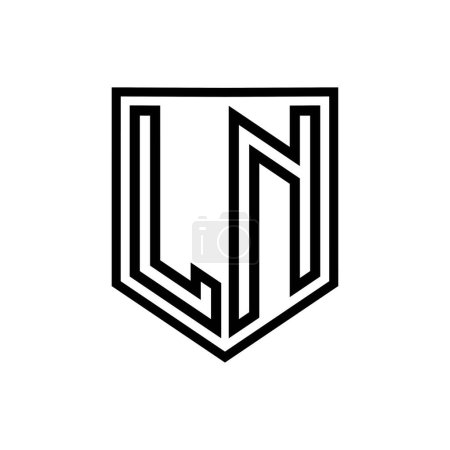 LN Lettre Logo monogramme bouclier ligne géométrique à l'intérieur bouclier isolé modèle de conception de style