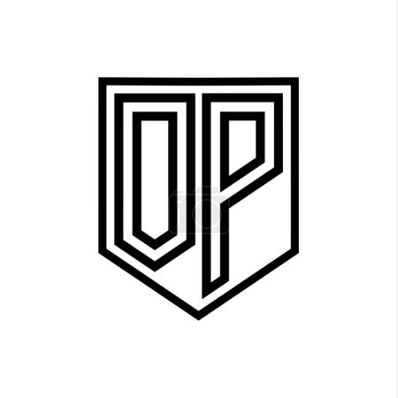 Foto de OP Carta Logo escudo monograma línea geométrica escudo interior plantilla de diseño de estilo aislado - Imagen libre de derechos