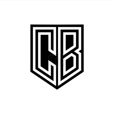 CB Carta Logo escudo monograma línea geométrica interior escudo estilo plantilla de diseño