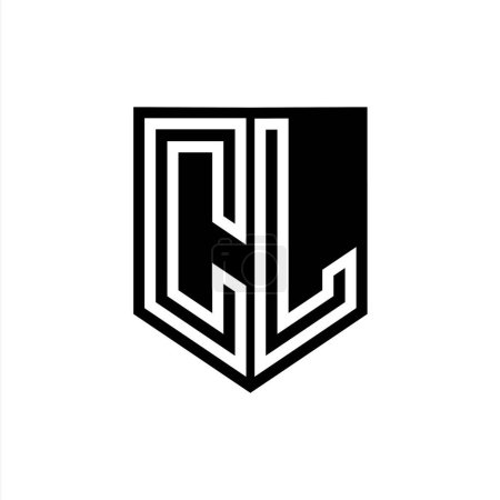 Téléchargez les photos : CL Lettre Logo monogramme bouclier ligne géométrique à l'intérieur modèle de conception de style bouclier - en image libre de droit