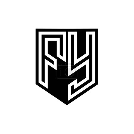 Foto de Carta FY Logo escudo monograma línea geométrica interior escudo estilo plantilla de diseño - Imagen libre de derechos