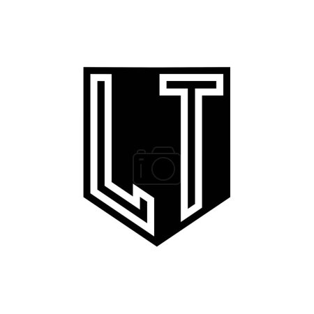 Téléchargez les photos : LT Lettre Logo monogramme bouclier ligne géométrique à l'intérieur modèle de conception de style bouclier - en image libre de droit