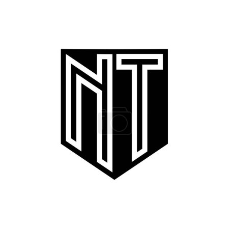 NT Lettre Logo monogramme bouclier ligne géométrique à l'intérieur modèle de conception de style bouclier