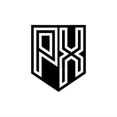 Foto de PX Carta Logo escudo monograma línea geométrica interior escudo estilo plantilla de diseño - Imagen libre de derechos