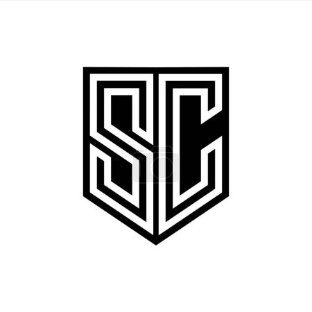 Photo for SC Letter Logo monogram shield geometric line inside shield style design template - Royalty Free Image