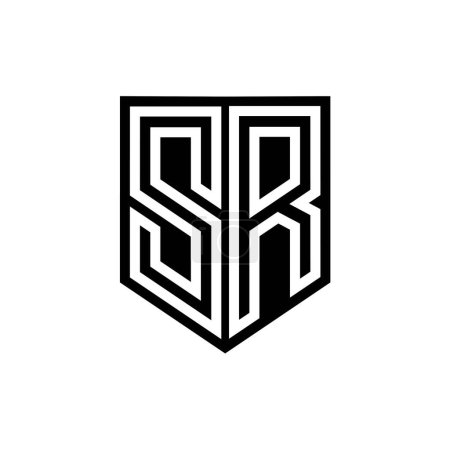 Foto de SR Carta Logo escudo monograma línea geométrica interior escudo estilo plantilla de diseño - Imagen libre de derechos