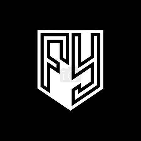 Foto de Carta FY Logo escudo monograma línea geométrica interior escudo estilo plantilla de diseño - Imagen libre de derechos