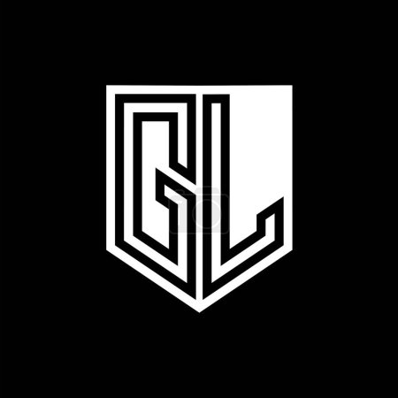 GL Carta Logo escudo monograma línea geométrica interior escudo estilo plantilla de diseño
