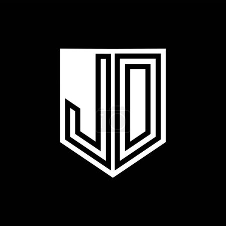 Foto de JD Carta Logo escudo monograma línea geométrica interior escudo estilo plantilla de diseño - Imagen libre de derechos