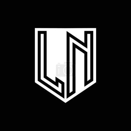 LN Carta Logo escudo monograma línea geométrica interior escudo estilo plantilla de diseño