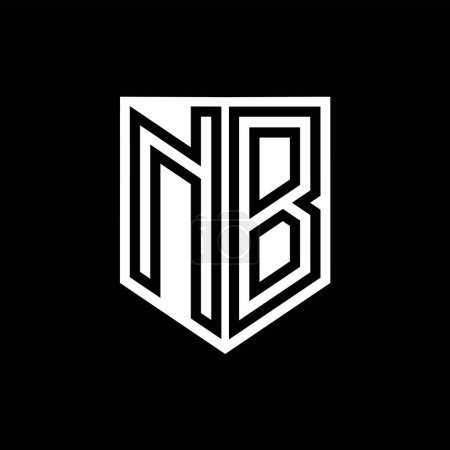 Foto de NB Carta Logo escudo monograma línea geométrica interior escudo estilo plantilla de diseño - Imagen libre de derechos