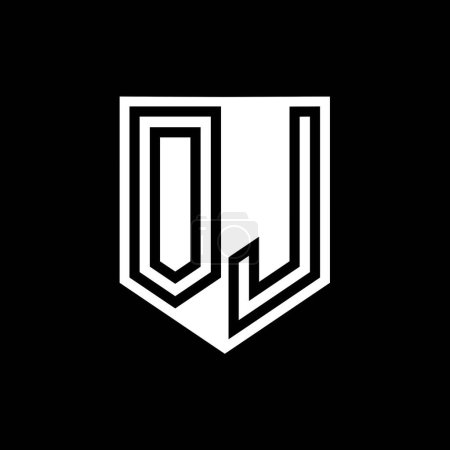 Modèle de conception de style de bouclier intérieur de ligne géométrique de bouclier de logo de lettre de JO