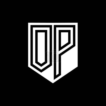 Foto de OP Carta Logo escudo monograma línea geométrica interior escudo estilo plantilla de diseño - Imagen libre de derechos