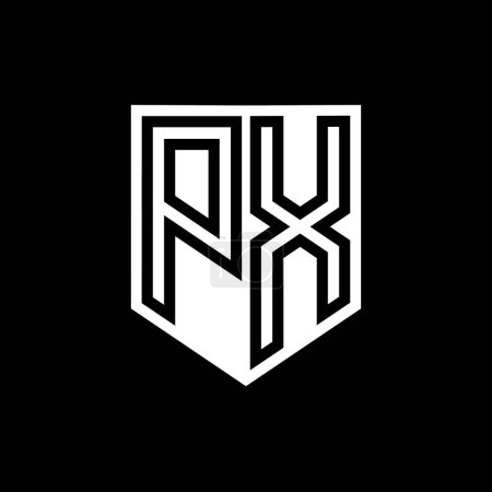 Foto de PX Carta Logo escudo monograma línea geométrica interior escudo estilo plantilla de diseño - Imagen libre de derechos